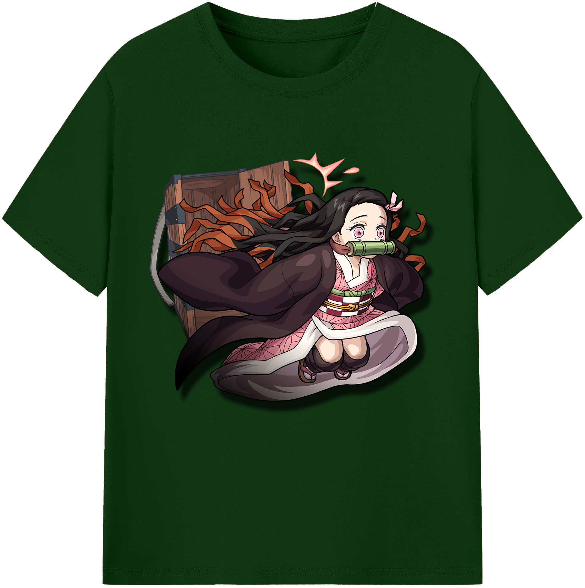 （画像用） 鬼滅の刃（きめつのやいば）竈門 禰󠄀豆子／かまど ねずこ Kamado Nezuko 綿100％半袖Tシャツ（フロントプリント）